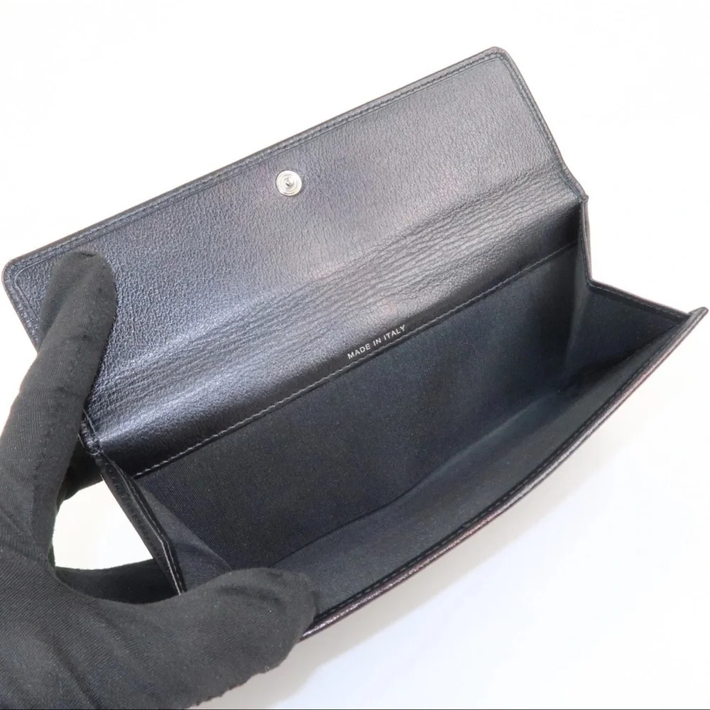 CHANEL Black Leather Camellia Wallet